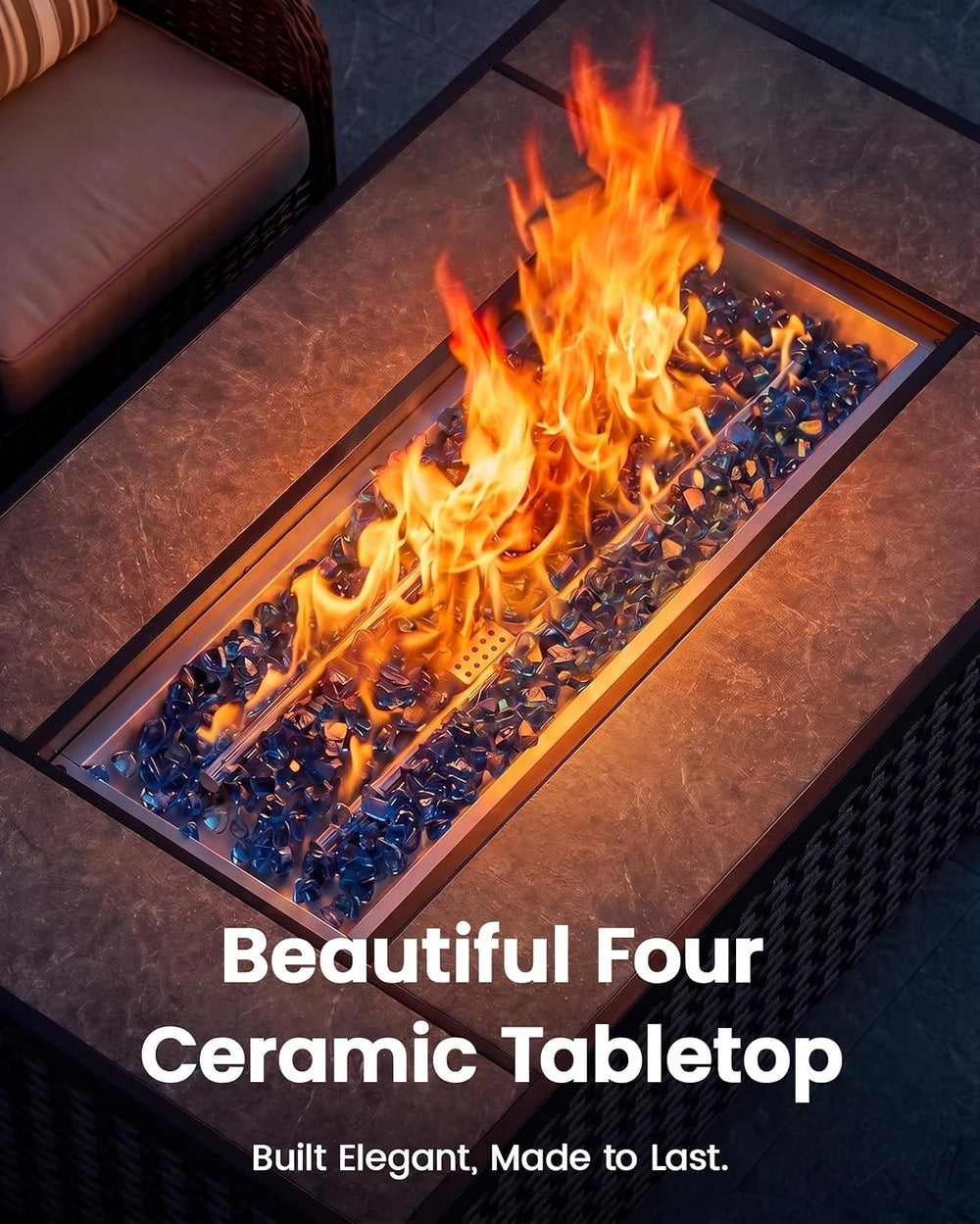 Ciays 43″ Fire Pit Table, Outdoor Propane Fire Pit Table with Premium Ceramic...
