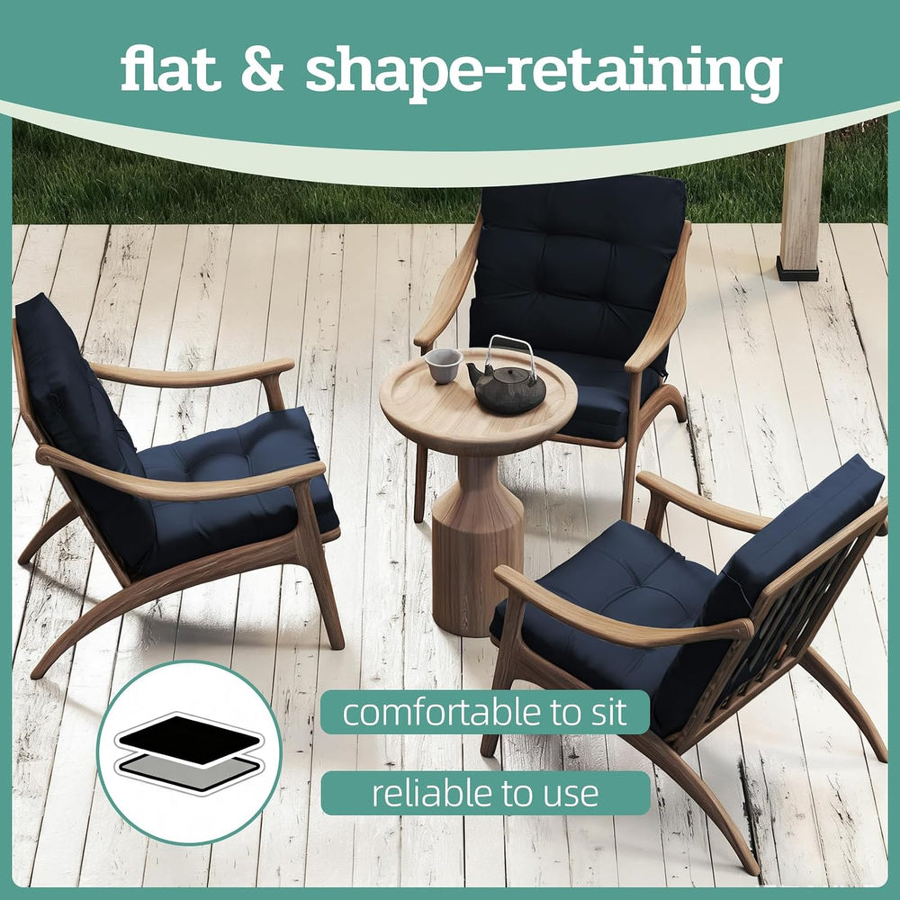 Outdoor Chair Cushions 42x21x4 Inch Set of 2, Dark Blue