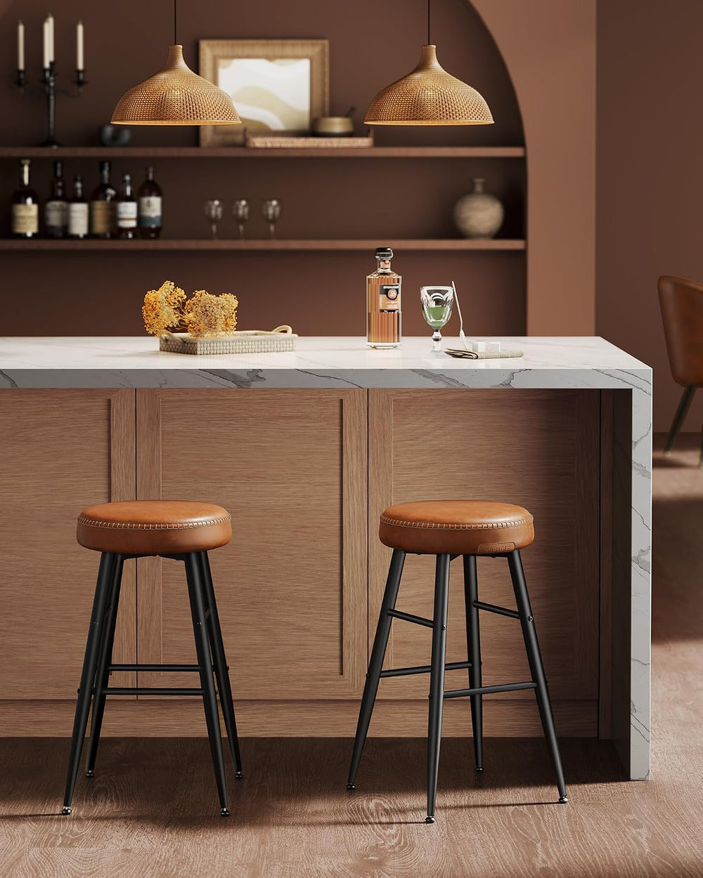 VASAGLE Bar Stools Set of 2, Kitchen Counter Stools, 24.8-Inch Tall