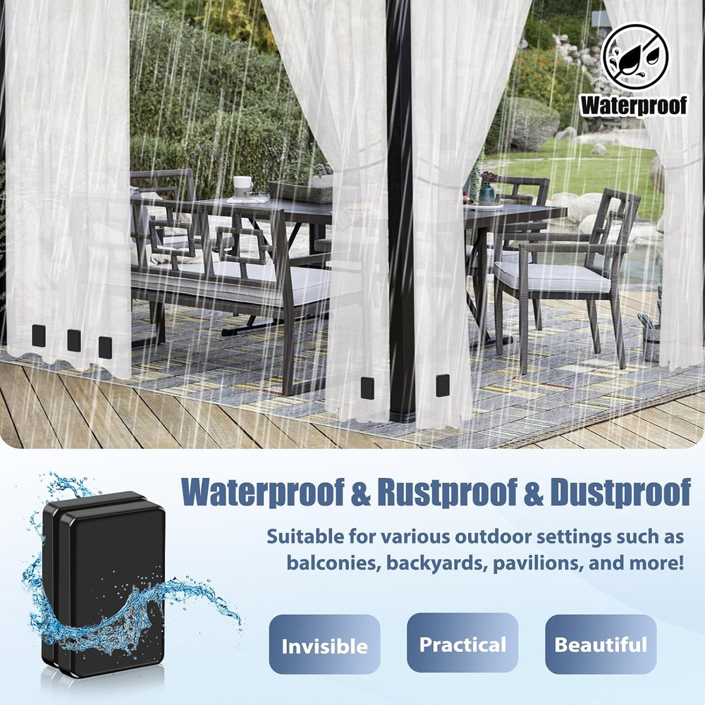 16PCS 52 oz Heavy Duty Outdoor Curtain Weights, Waterproof Magnets, Black