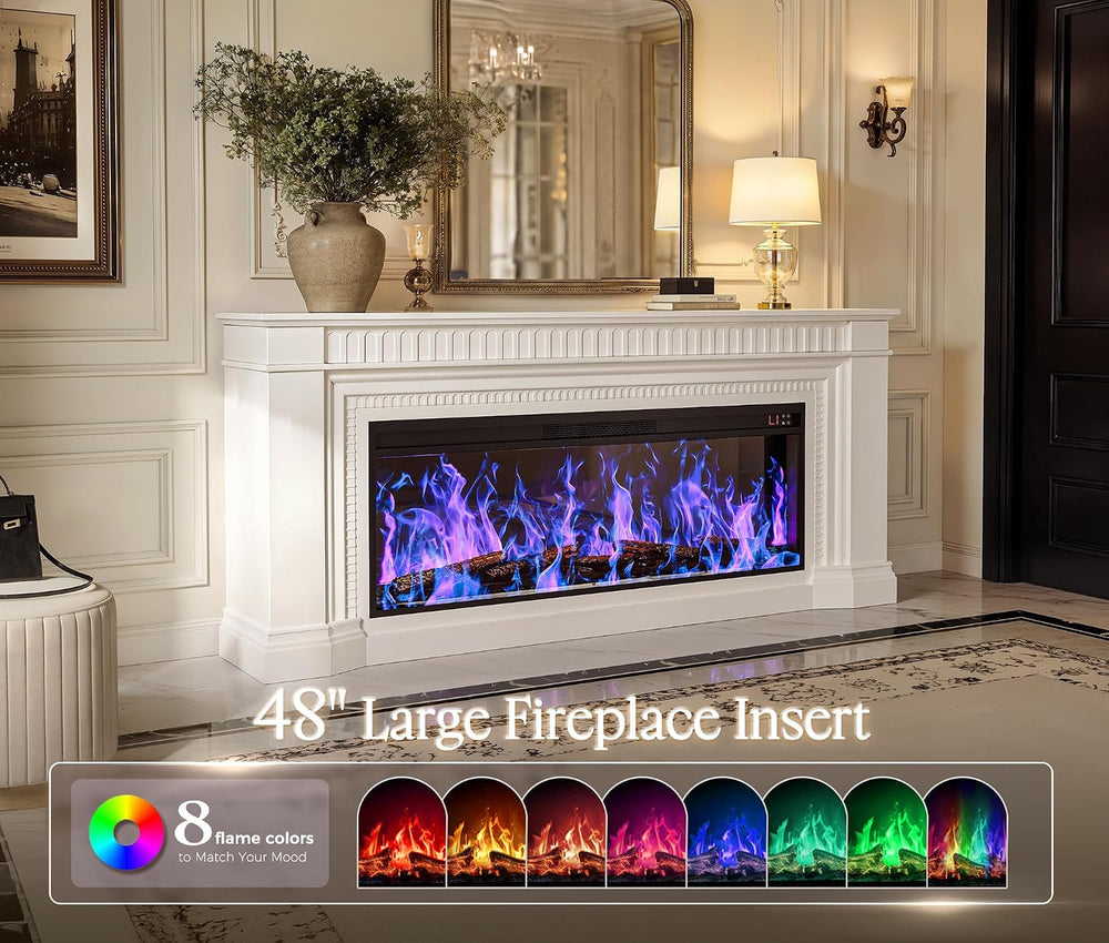 PRAISUN 70'' Fireplace TV Stand with 48'' Electric Fireplace