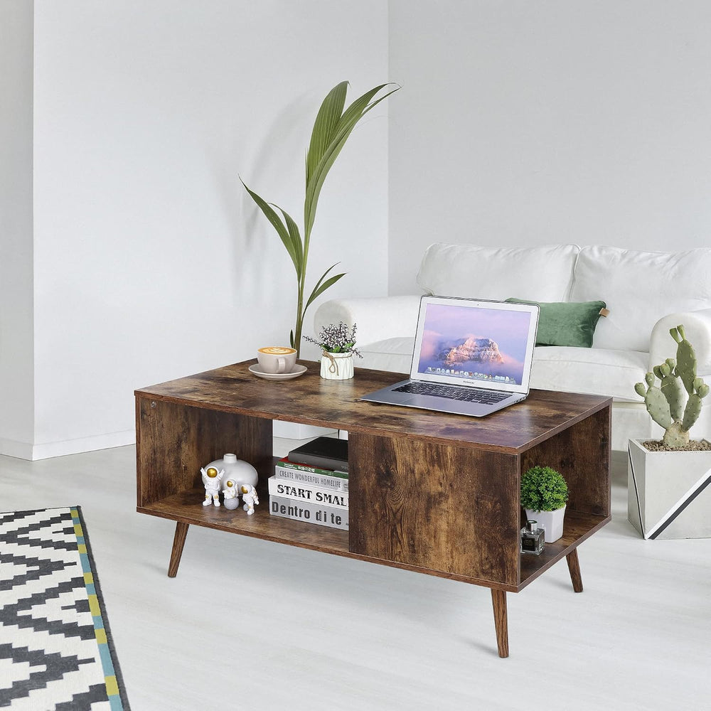 ZenStyle Mid Century Modern Coffee Table, Wooden Retro Coffee Table with Open...