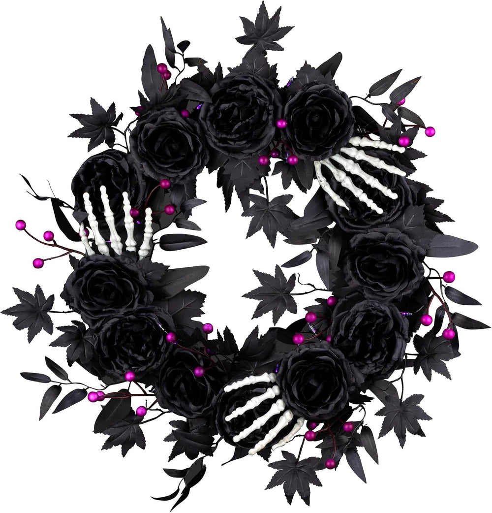 National Tree Company, 24inch Artificial Bad to The Bone Halloween Wreath, 30...