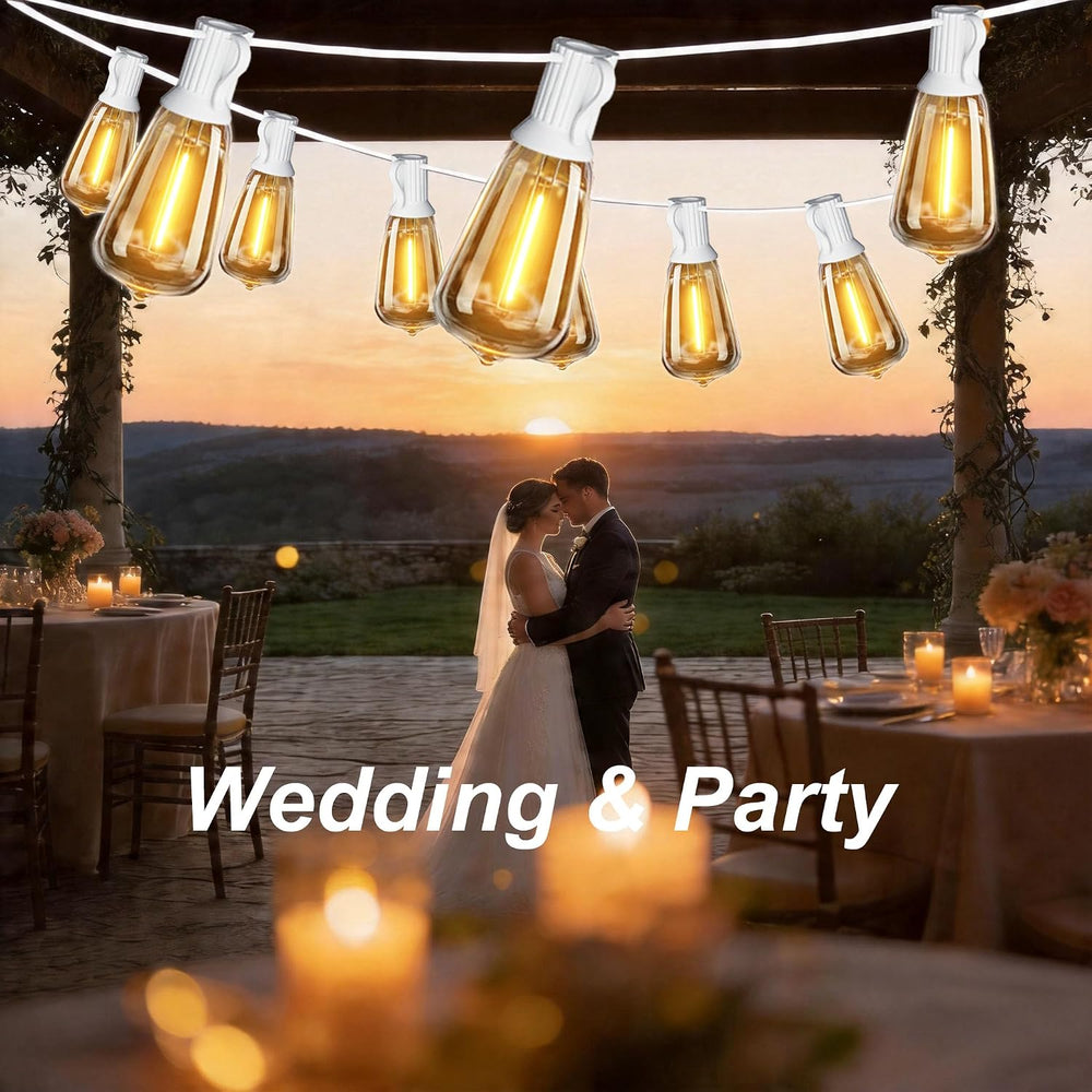 White Outdoor String Lights Waterproof 100FT Patio Lights for Wedding Yard