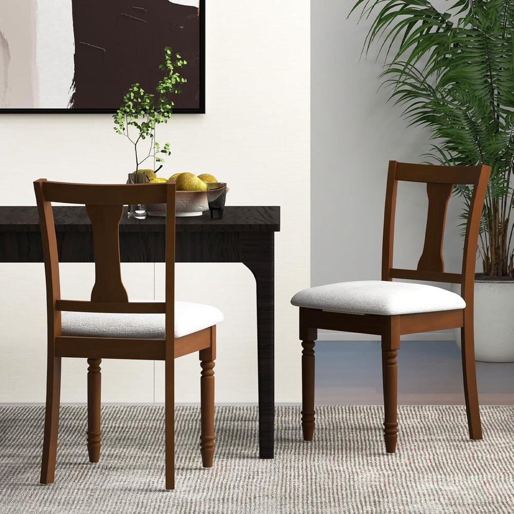 GIANTEX Wood Dining Chairs Set of 2, Farmhouse Dining Room Chair with Cushion...