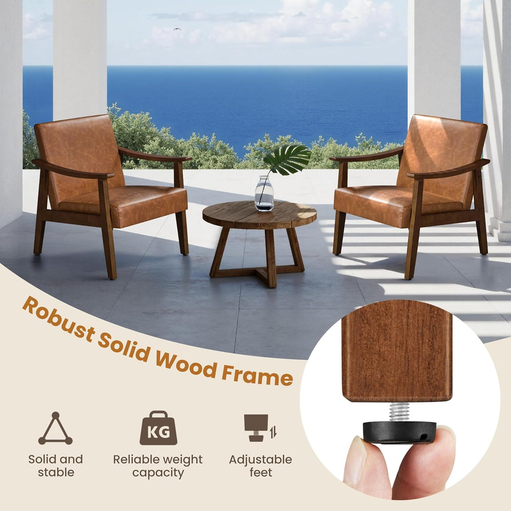Yaheetech Accent Chair, Mid-Century Armchair with High Back Brown