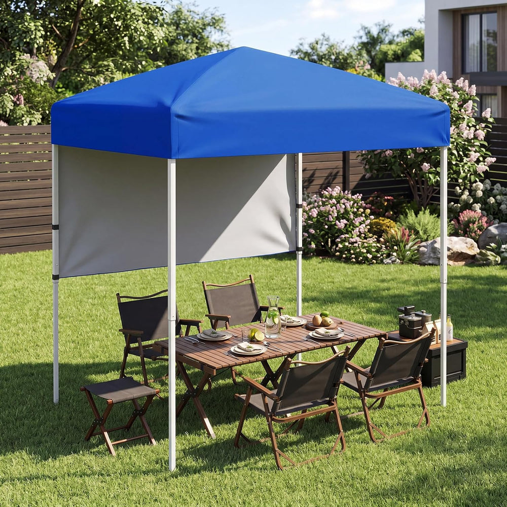 Goplus 6 x 4 FT Pop Up Canopy, UPF50+ Easy Setup Tent w/ 1 Half Sidewall, Sil...