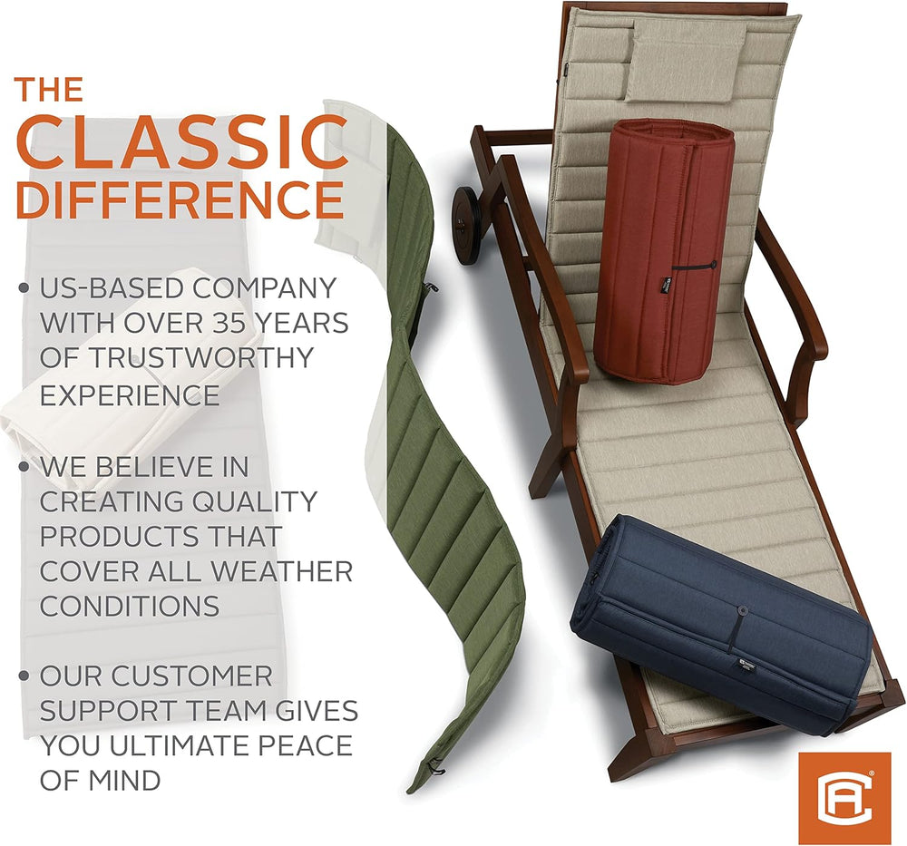 Classic Accessories Storigami Water-Resistant 80 x 26 Inch Chaise Lounge Cush...