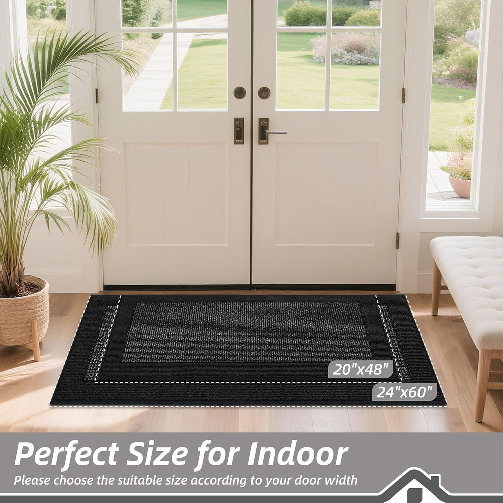 BEQHAUSE Indoor Door Mat 24" x 60", Dirt Trapper Door Mats, Black