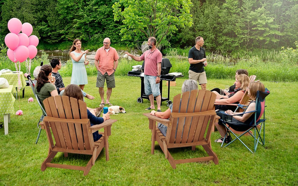 Oversized Wooden Folding Adirondack Chair with Pre-Assembled Backrest and Sea...