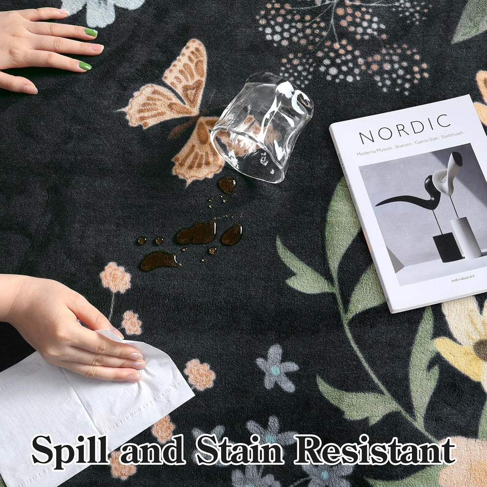 Lahome Floral Rugs for Living Room, 5x7 Area Rugs Soft Washable Bedroom Rug