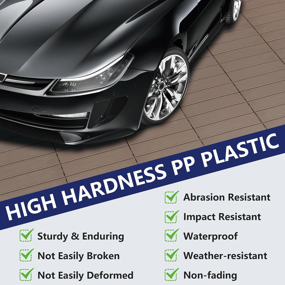 9 PCS Plastic Interlocking Deck Tiles - 12" x 12" Waterproof Indoor...
