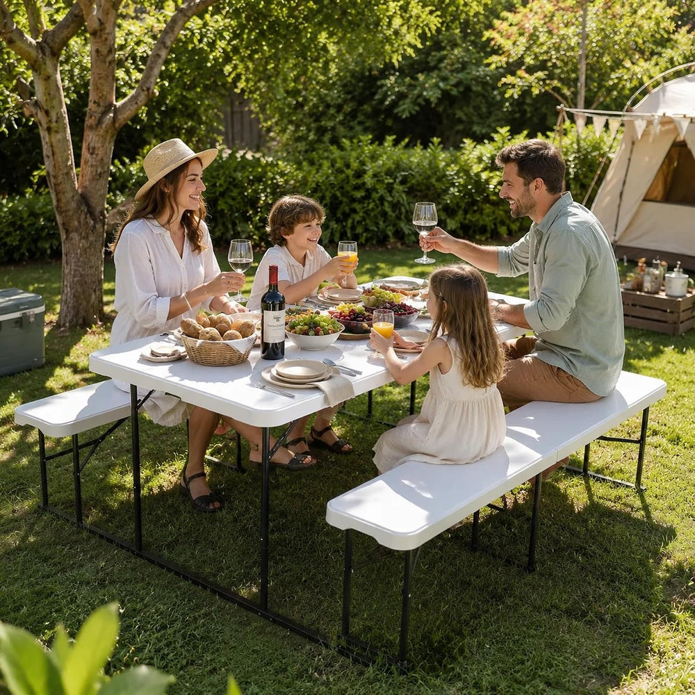 DWVO 4.5ft Picnic Table, Outdoor Folding Picnic Tables with Benches
