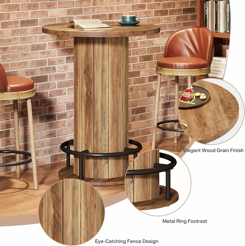 Tribesigns Round Dining Table Set of 2, Bar Height Commercial Kitchen Table w...