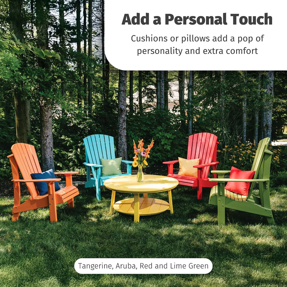 LuxCraft Plastic Poly Deluxe Adirondack Chair, Outdoor Patio Chair for Lawn a...