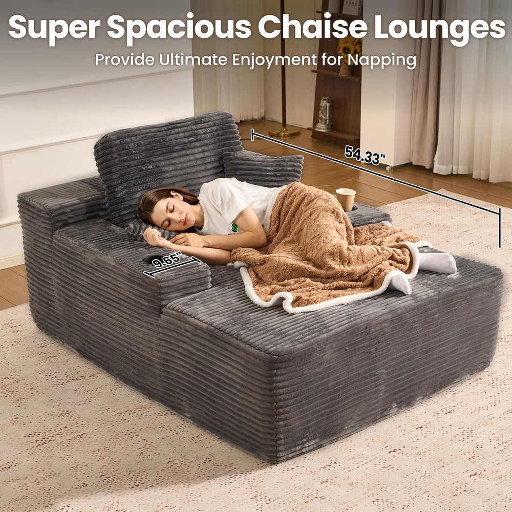 ovios 67'' Chaise Lounge Chair Indoor, Oversized Upholstered Boneless...