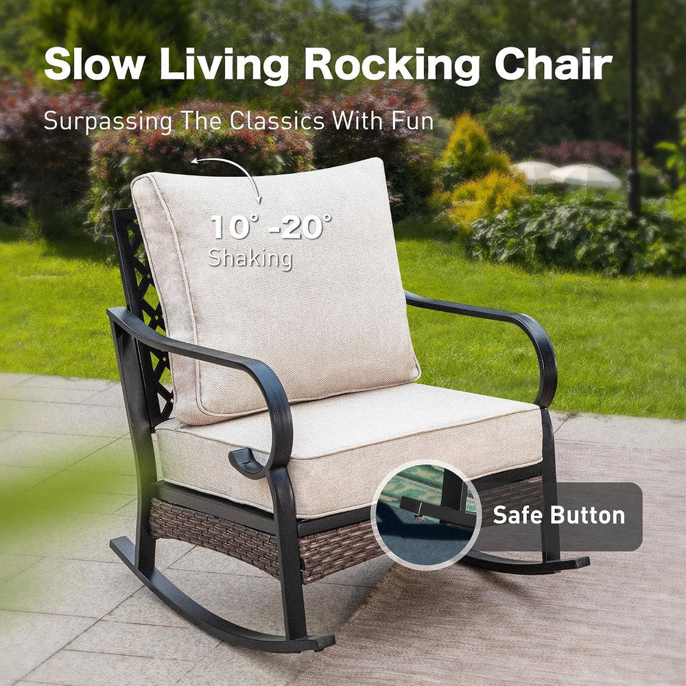SUNSHINE VALLEY, 4 PCS Metal Patio Conversation Set, Rocking Chairs