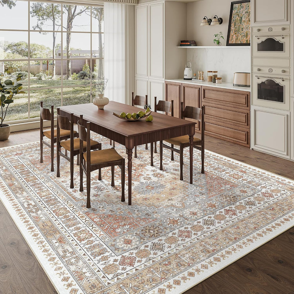 zesthome 8x10 Area Rugs for Living Room,Large Washable Rug,Orange