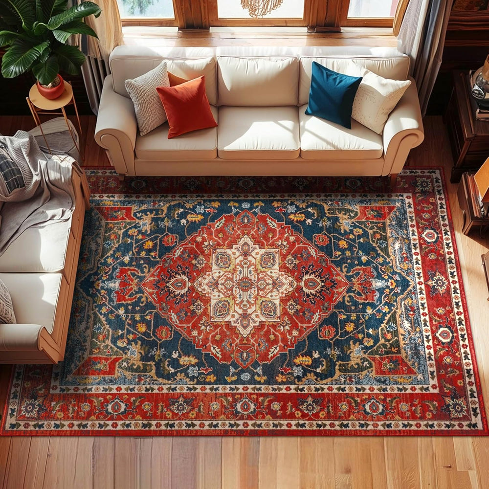 YJ.GWL Area Rugs for Living Room 6x9 Machine Washable Rugs, Non Slip Floral V...