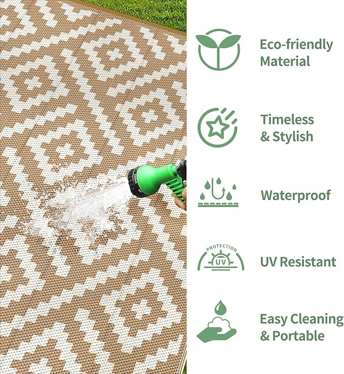 GENIMO Outdoor Rug for Patio Clearance, 6'x9' Waterproof Camping Mat,...