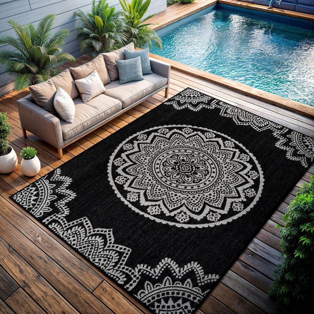 CAMILSON Outdoor Rug 10x14 Modern Large Area Rugs for Indoor and Outdoor Pati...