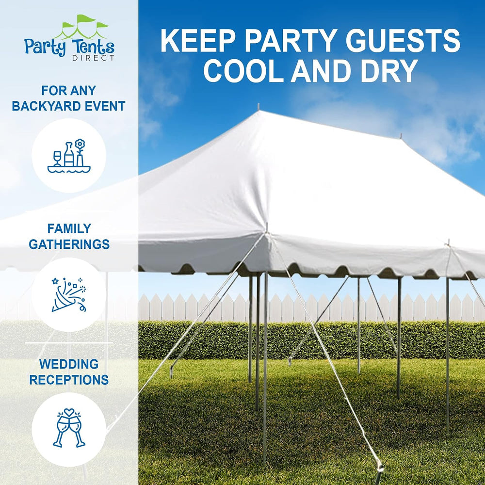 Party Tents Direct 20' x 30' Standard Canopy Pole Tent, White Top