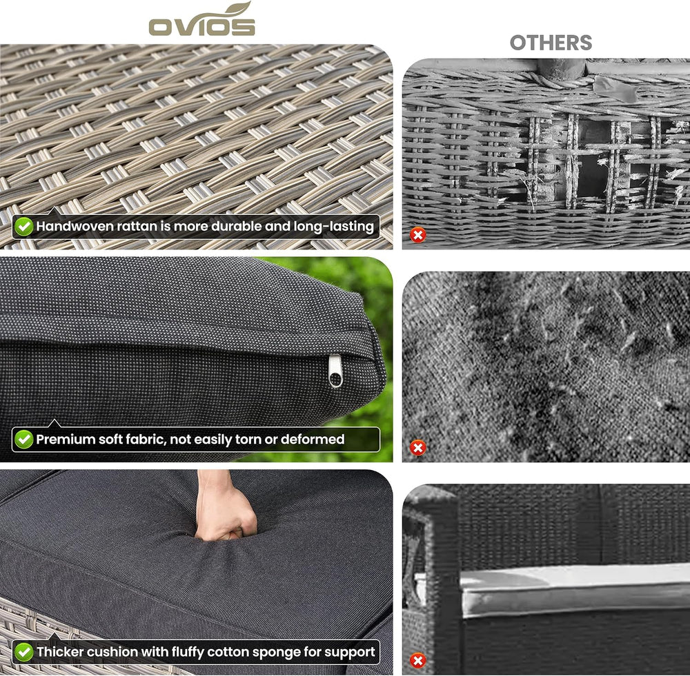 ovios 8-Piece Patio Furniture Set with L-Shaped Sofa Chaise, Outdoor Modular ...