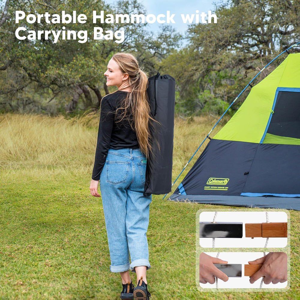 SUNCREAT Portable Double Outdoor Hammock, 450lbs Capacity, Dark Gray
