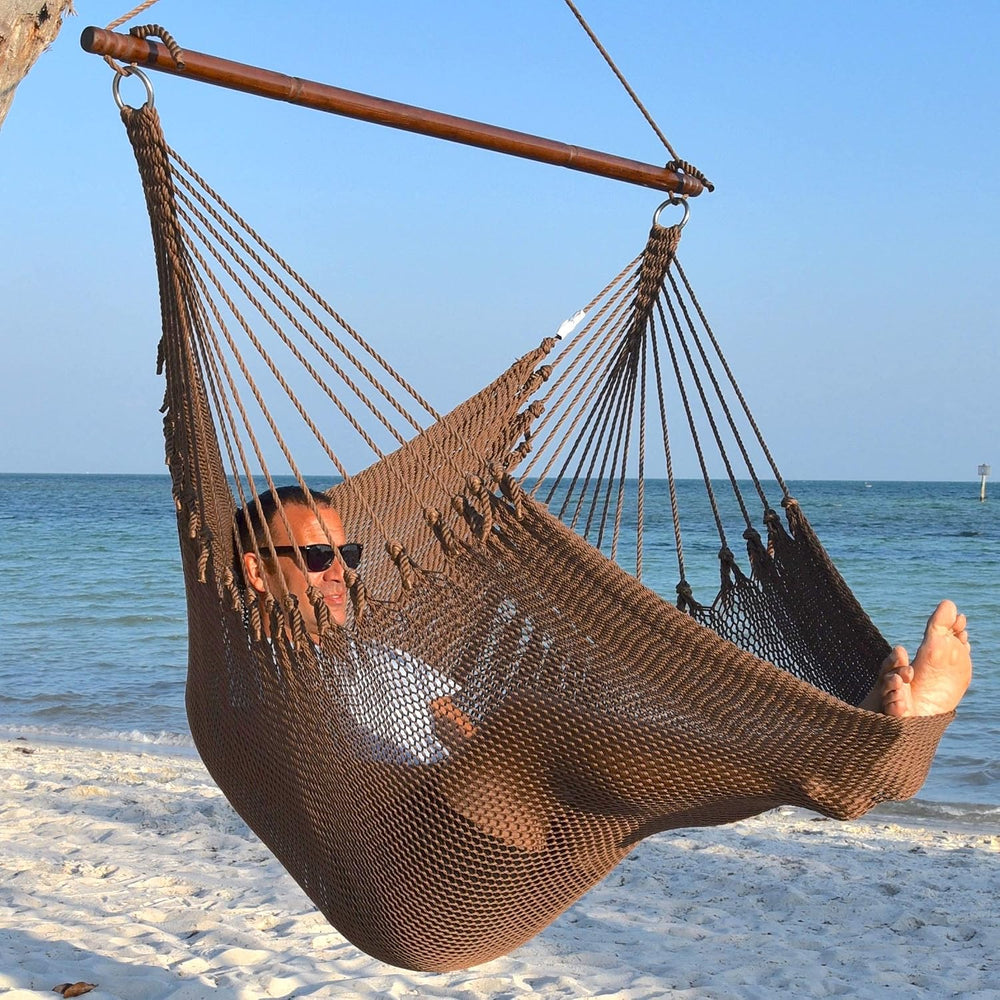 Jumbo Caribbean Hammock Chair with Footrest - 55 inch - Soft-Spun Polyester -...