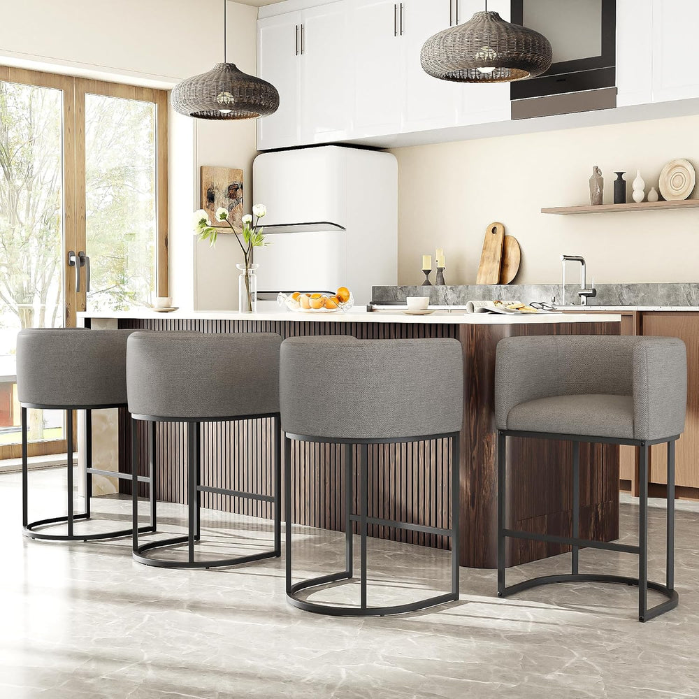 26" H Counter Height Bar Stools Set of 4, Modern Barrel Counter Stools w...