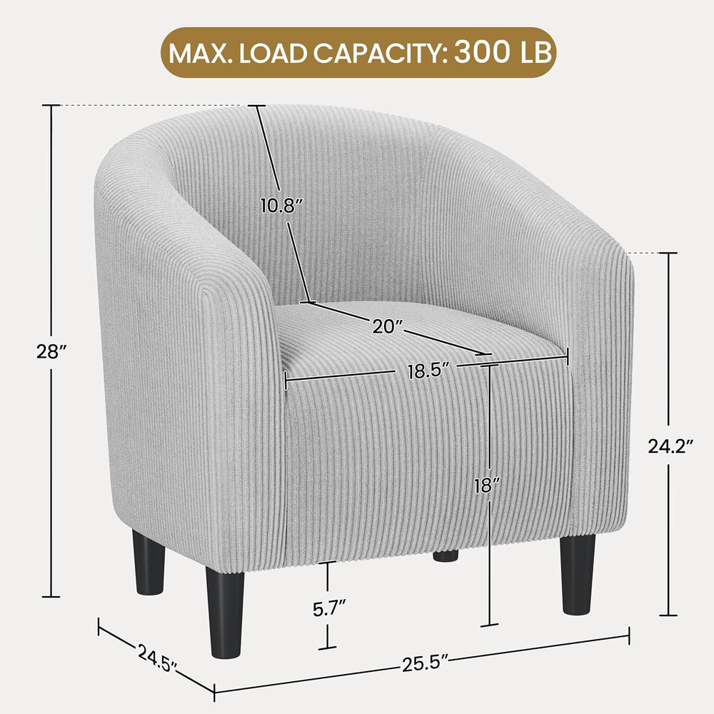 Yaheetech Small 25.5in Wide Corduroy Accent Chair for Bedroom, Light Gray