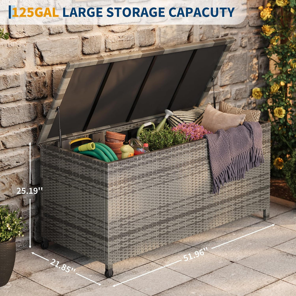 Garvee 125 Gallon Large Deck Box Waterproof PE Rattan