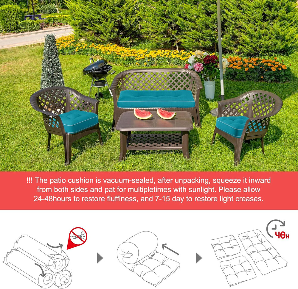 Wenqik 44 x 19 x 4 Inch Outdoor Bench Cushion Set of 3 Waterproof Tufted 1 Pa...