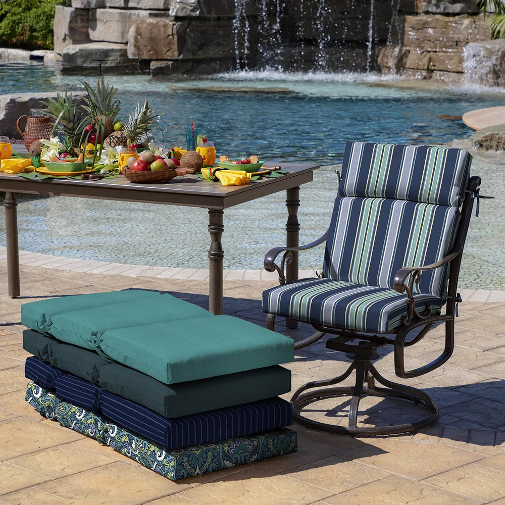 Arden Outdoor Chair Cushion, 21 x 20, Rain-Proof, Fade Resistant Sapphire Aur...