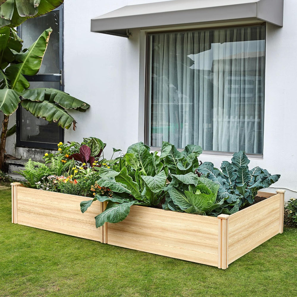 SPECRAFT 8x4 Ft Wood Raised Garden Bed, 15 Inch Deep Planter Box