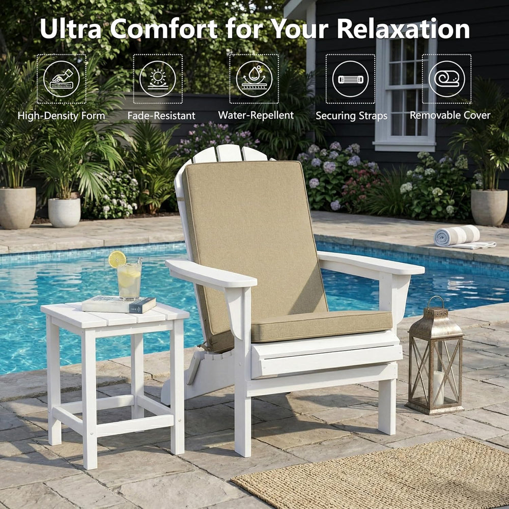 Adirondack Chair Cushion - Removable Cover, Water-Repellent & Fade-Resist...
