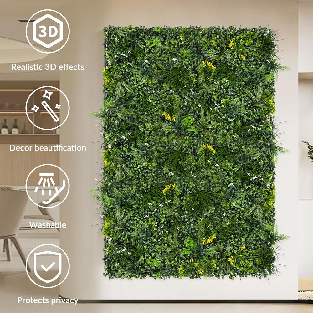 Artificial Grass Wall Boxwood Panels: 20"x20"(8P) UV Resistant