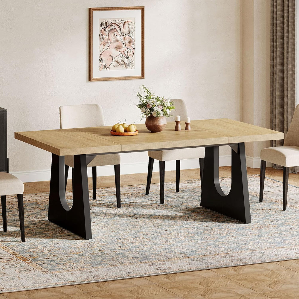 Tribesigns Large Dining Table for 6-8 People, 70.9-Inch Wood Rustic Rectangul...