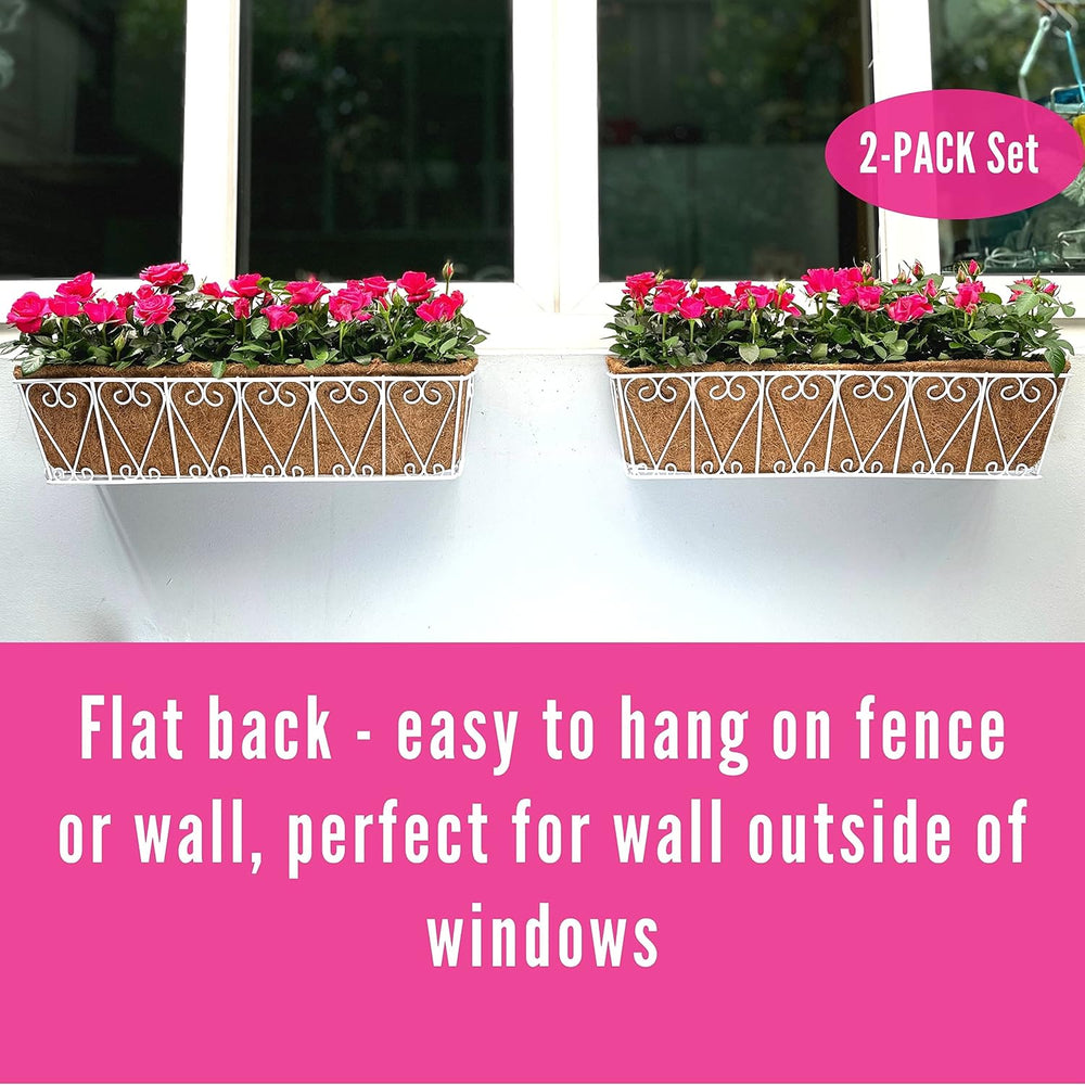 LaLaGreen Wall Hanging Planter - 2 Pack, 30 Inch Deck Railing Planter, Window...