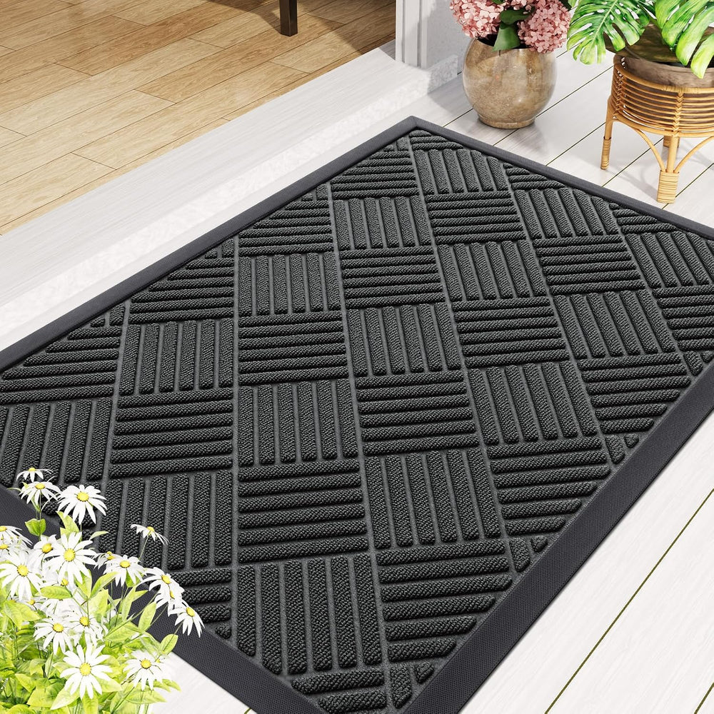 Smiry Front Door Mat Outside Entrance, Natural Rubber Doormat, 47x17 Inch