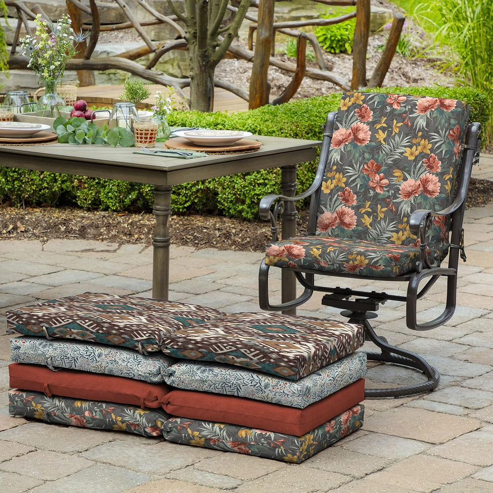 Arden Outdoor Dining Chair Cushion, 4-Pack, 20x44, Phoebe Grey Floral
