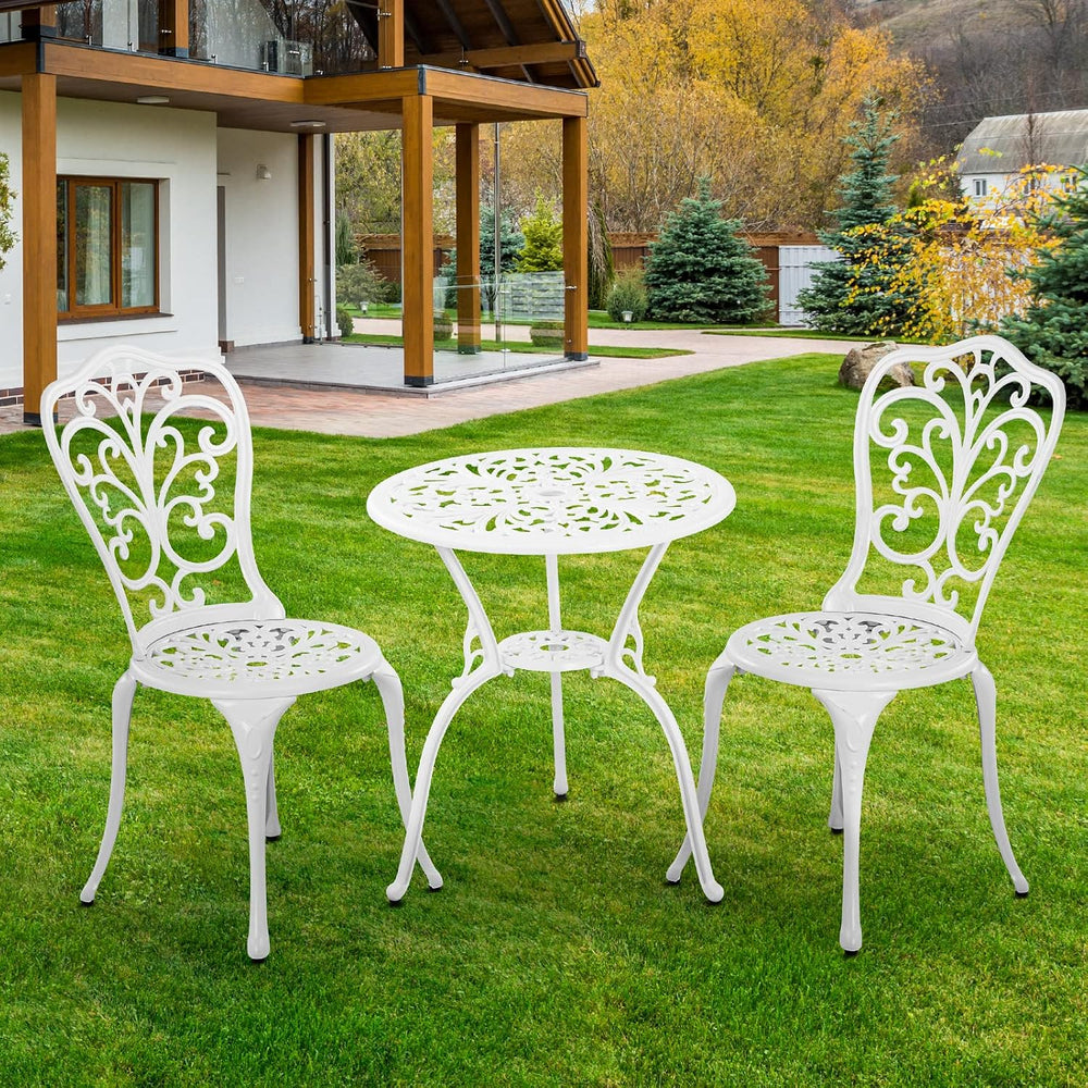 Patio Bistro Sets, Cast Aluminum Bistro Table and Chairs Set of 2 with Umbrel...