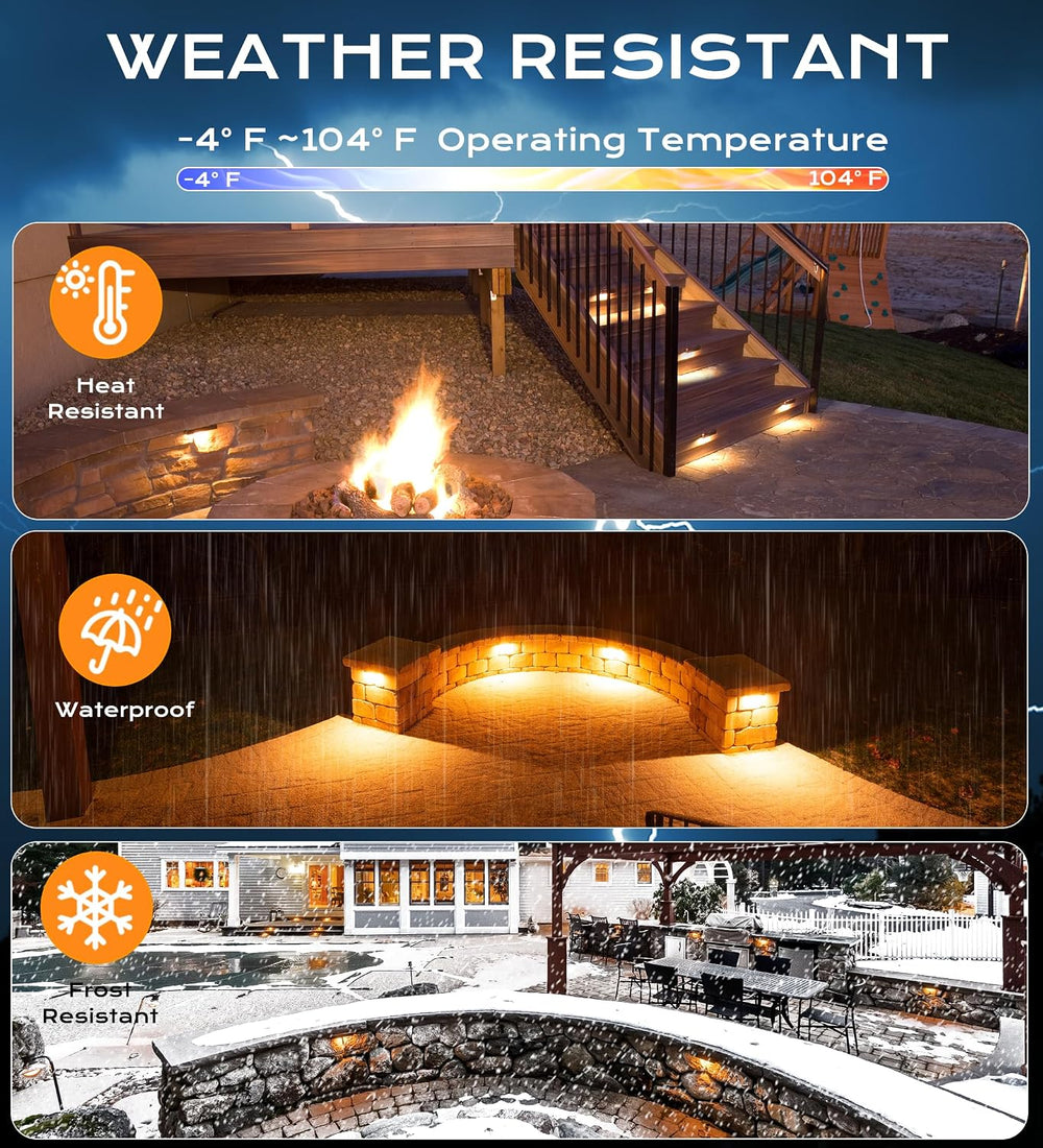 CLOUDY BAY [8 Pack] 4 Inch 3W 5CCT Hardscape Paver Light,Retainng Wall Lights...