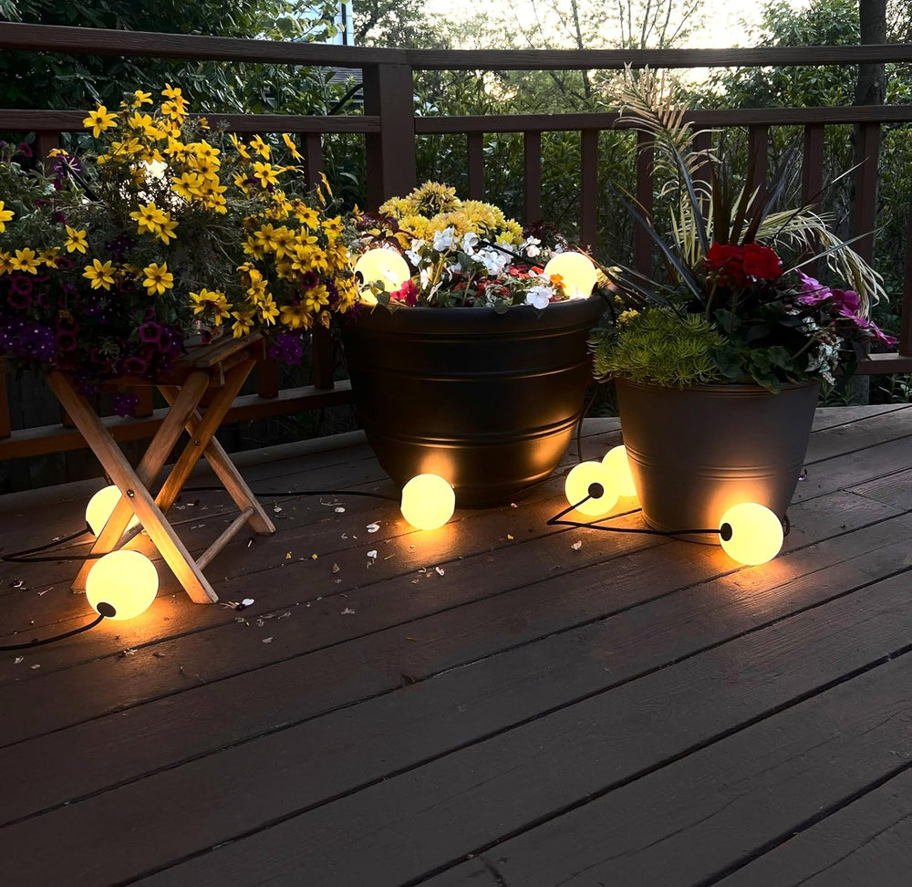 Brightech Orb Outdoor Indoor String Lights - Frosted Lantern LED String with ...