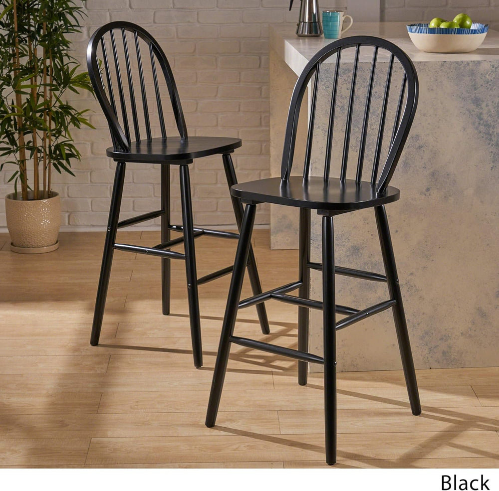 GDFStudio Great Deal Furniture Lopez Spindle Bar Stools - Rubberwood - Tradit...