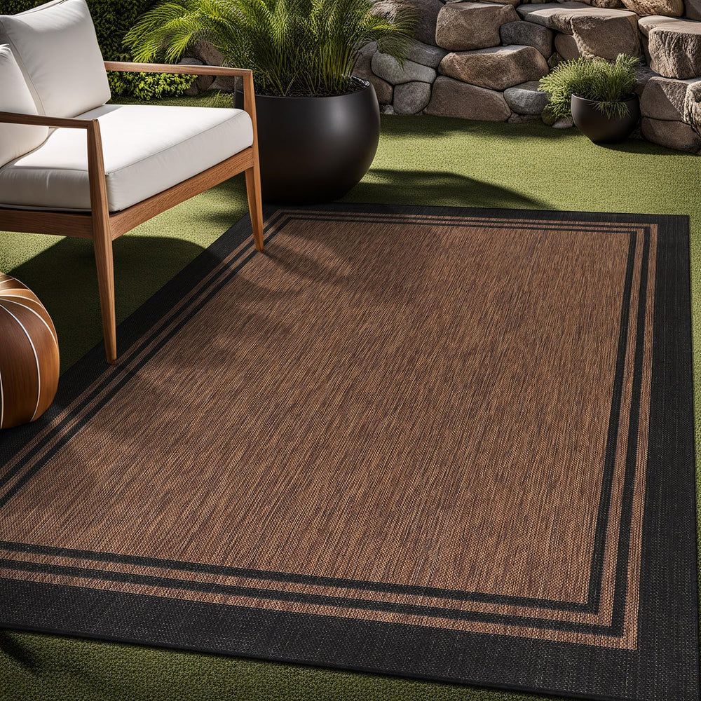 Luul Home Bordered Outdoor Rug 5x7 Washable Outside Carpet for Indoor Patio P...
