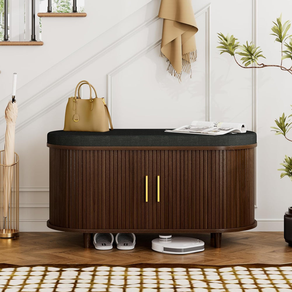 DHH 2-Tier Storage Bench,Wide Shoe Bench with Thickened Padded Seat Cushion, ...