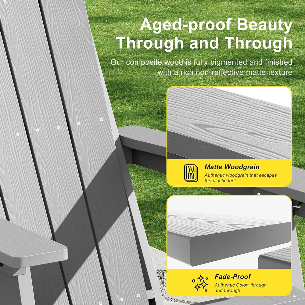 HDPE Folding Adirondack Chair with Footrest, 3-Position Adjustable
