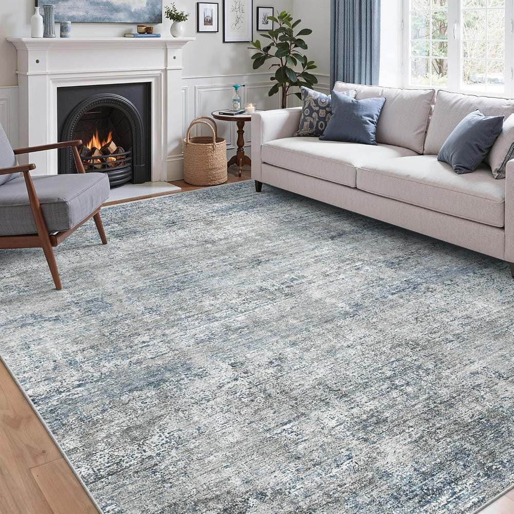 Cochyean 6x9 Area Rugs for Living Room Abstract Washable Rug, Blue Gray