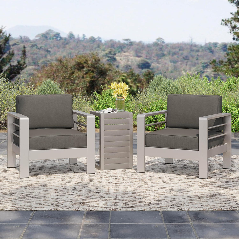 Christopher Knight Home Cape Coral Outdoor Aluminum Club Chairs with Side Tab...